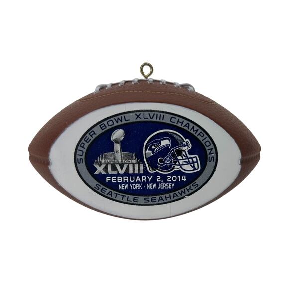 Super Bowl XLVIII Champions Football Christmas Ornament 2014 Seattle Seahawks - Picture 1 of 3